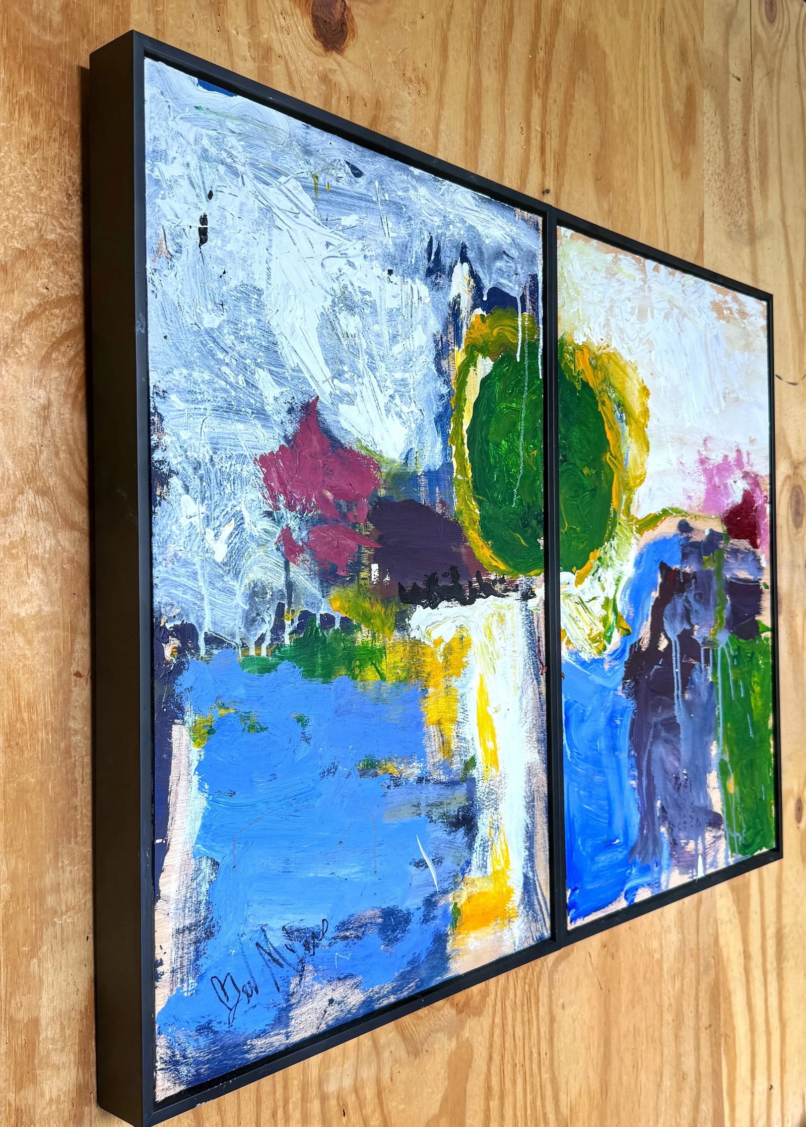 Abstract III, Diptych' by Beverly Myers Modern Painter, School of Wolf Kahn - a Pair - 6