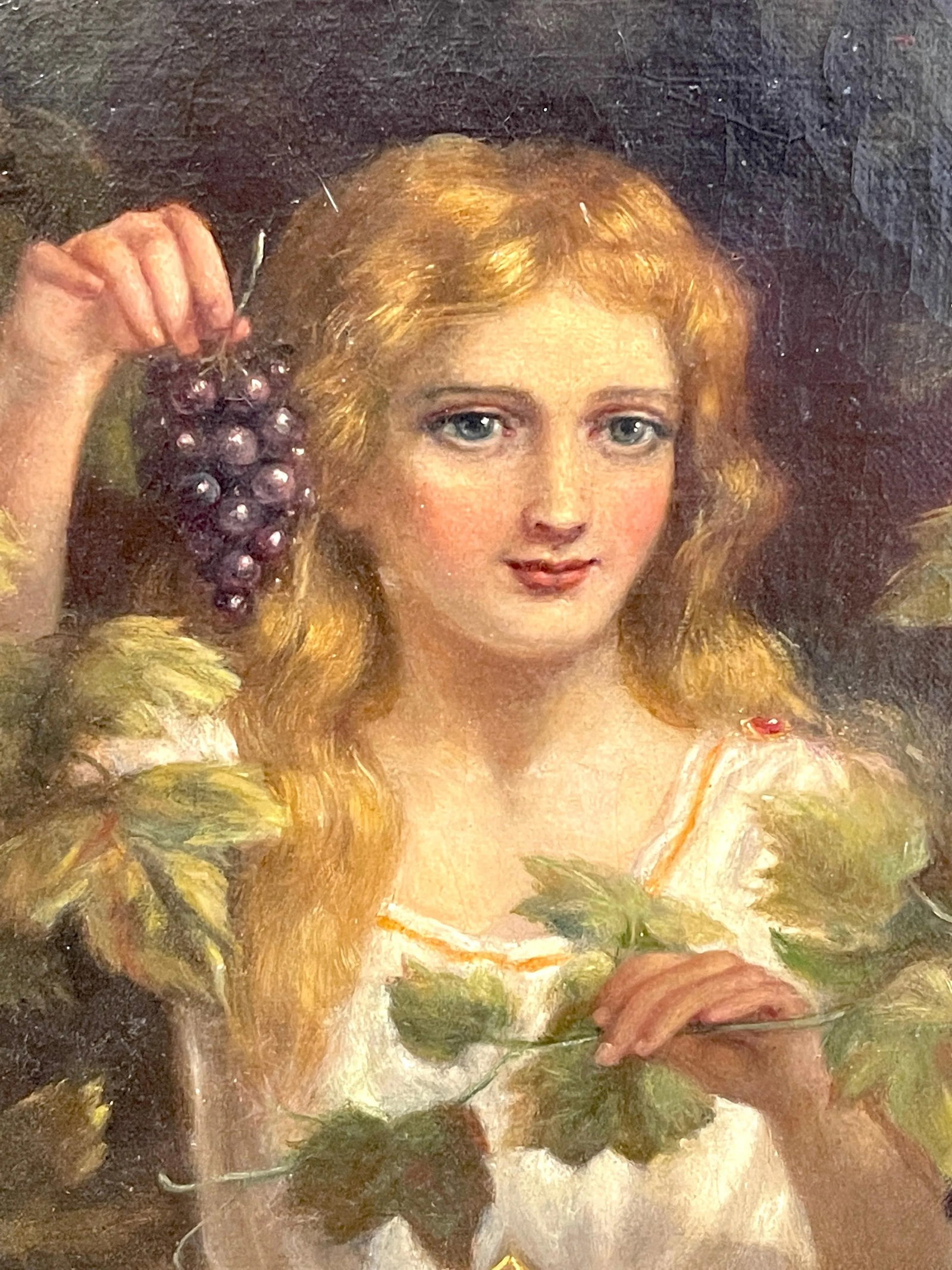 19th Century Portrait of a Goddess of Wine, Signed - 4