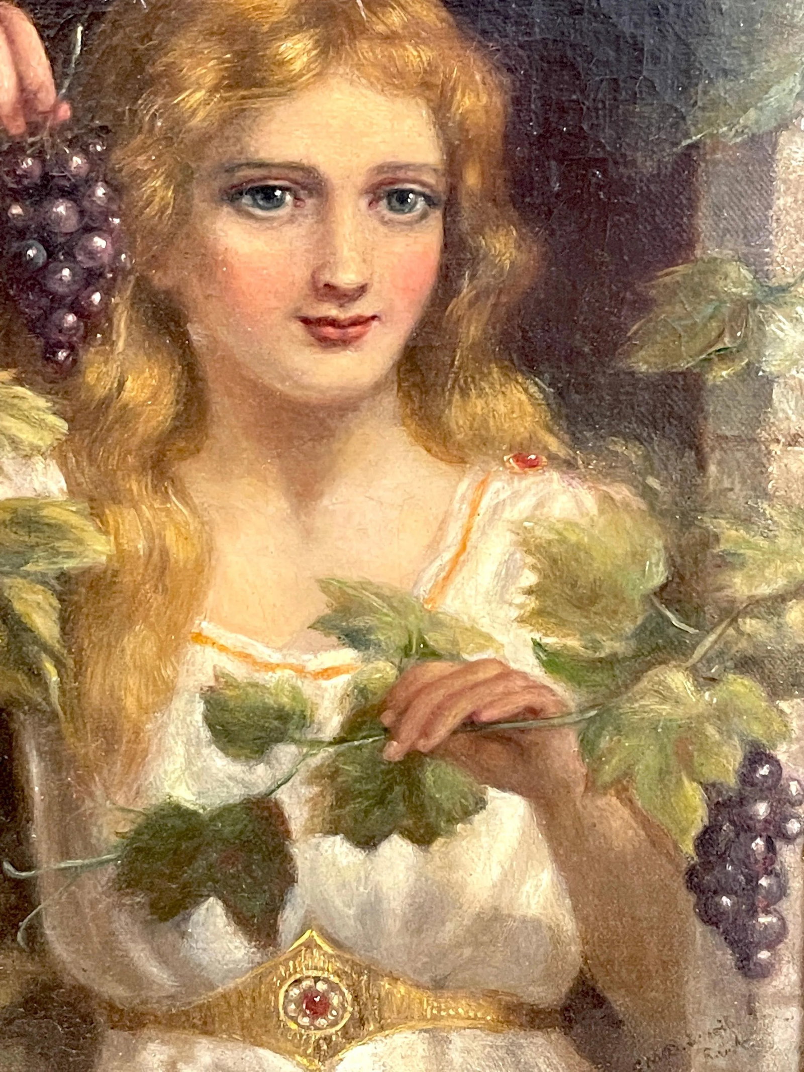 19th Century Portrait of a Goddess of Wine, Signed - 5