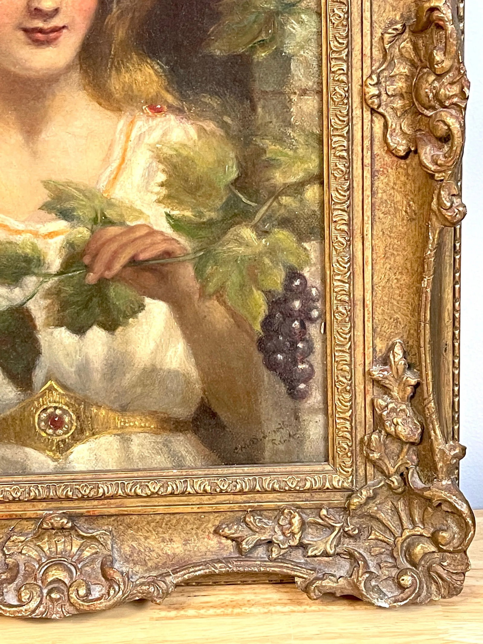 19th Century Portrait of a Goddess of Wine, Signed - 7