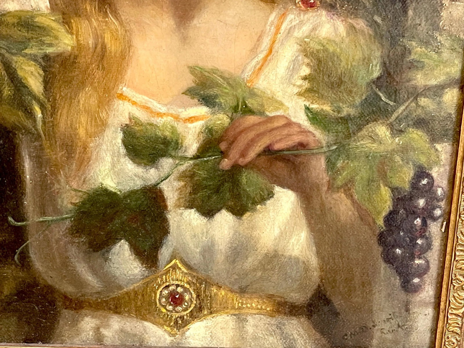 19th Century Portrait of a Goddess of Wine, Signed - 8