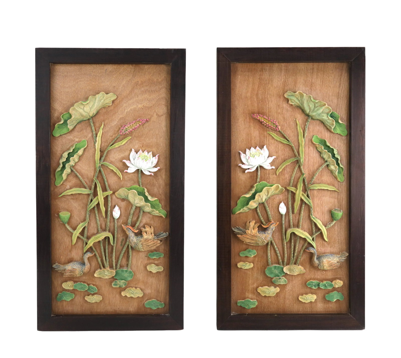 Pair of Rosewood Frames With Bogu Pattern Wall Screens - 11