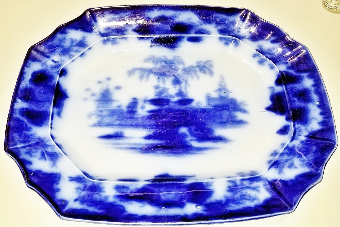 Late 19th Century J&g Alcock 'Oriental Stone" Flow Blue Platter - 3