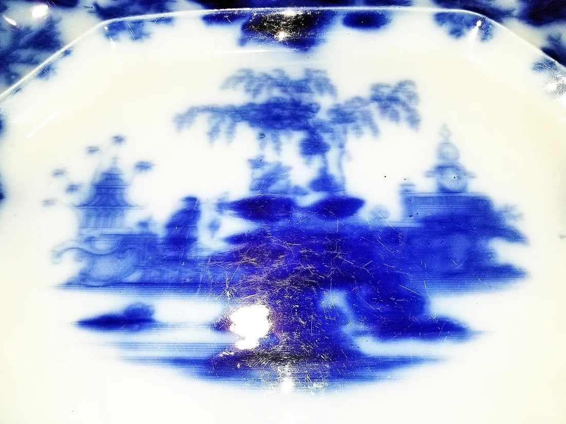 Late 19th Century J&g Alcock 'Oriental Stone" Flow Blue Platter - 4