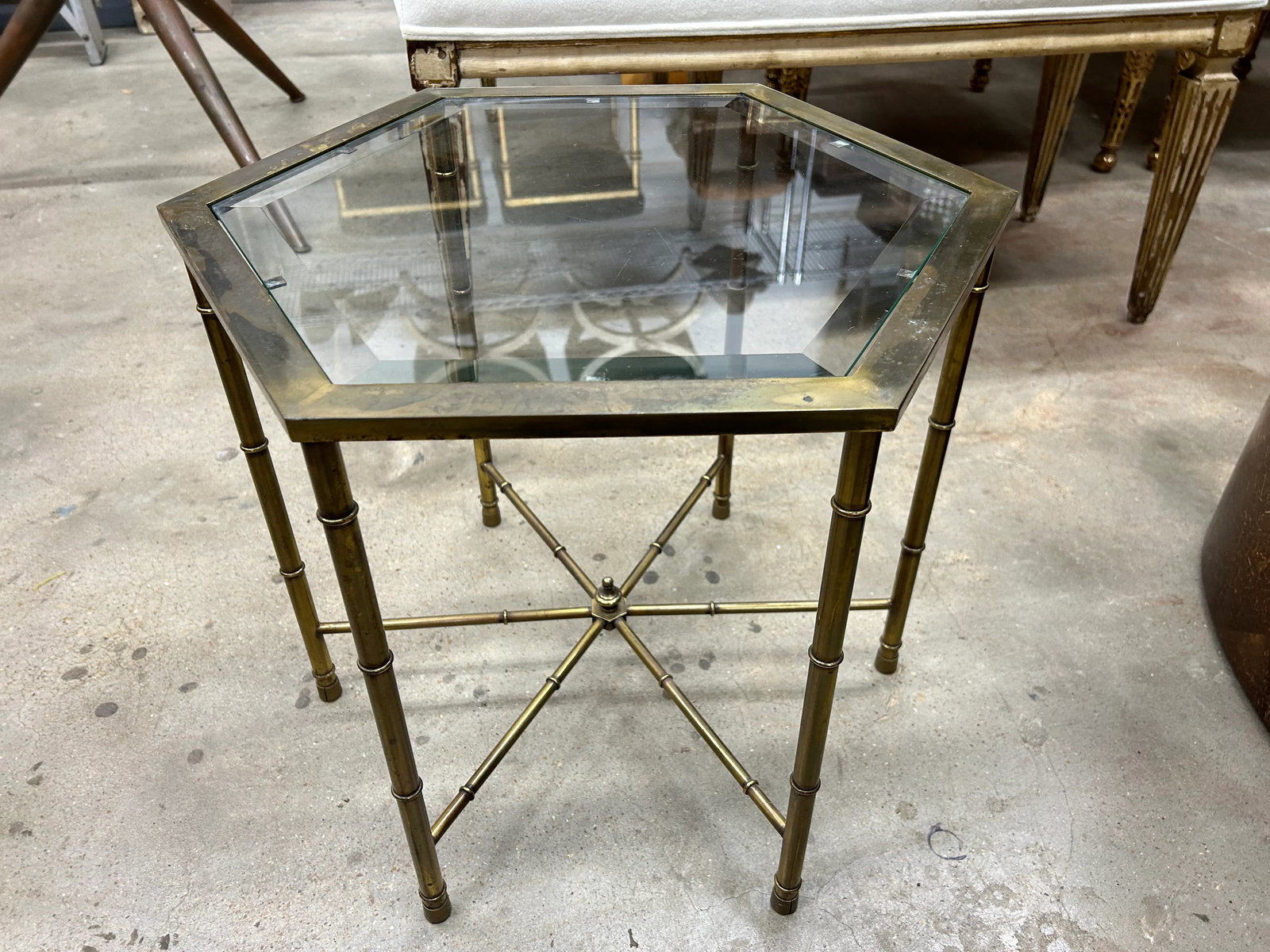 Pair of Mastercraft Brass Hexagonal Tables - 11
