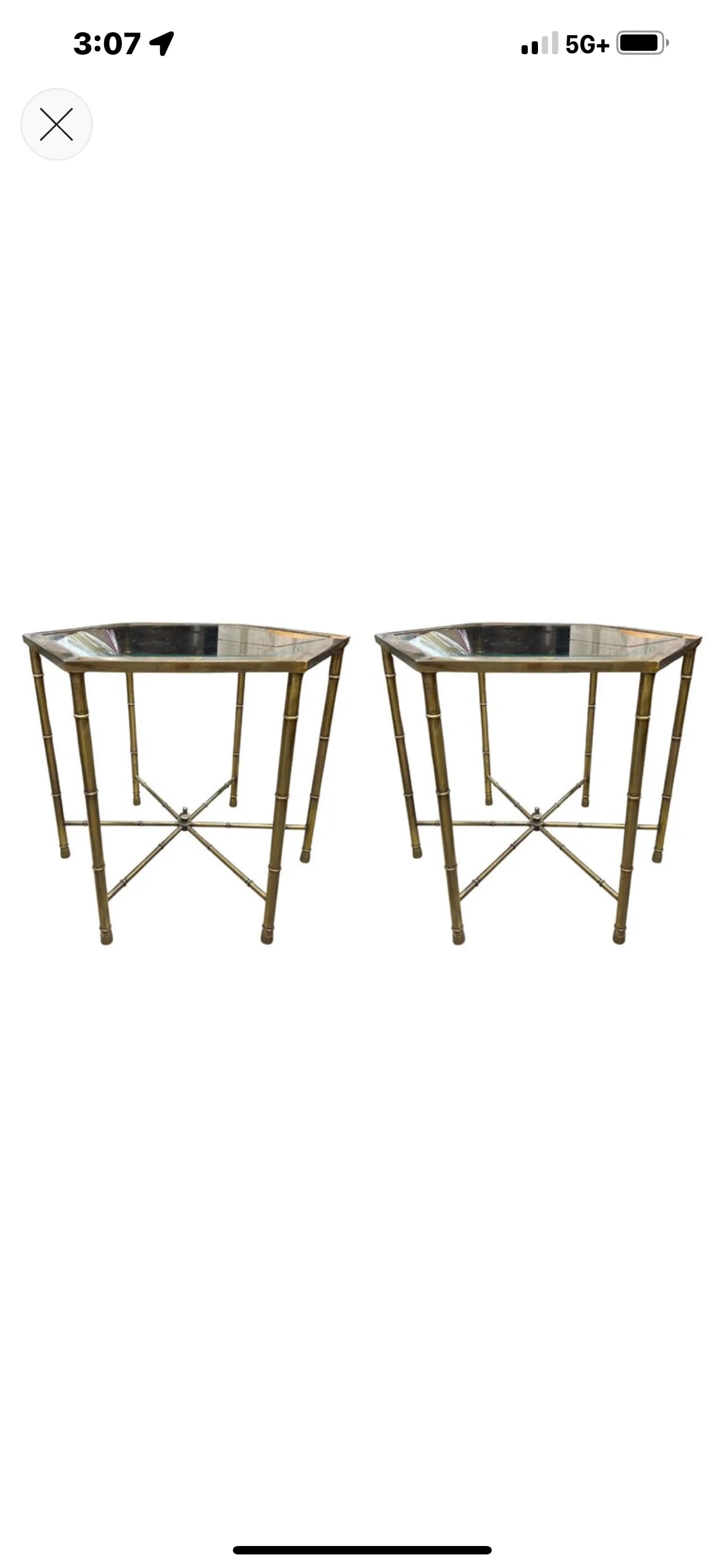 Pair of Mastercraft Brass Hexagonal Tables - 12