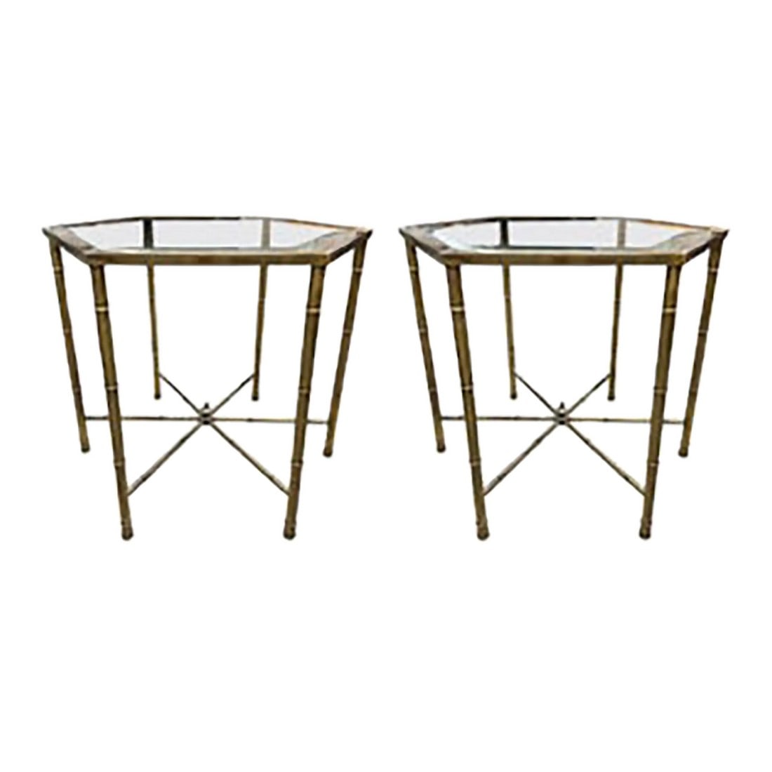 Pair of Mastercraft Brass Hexagonal Tables (1 of 12)