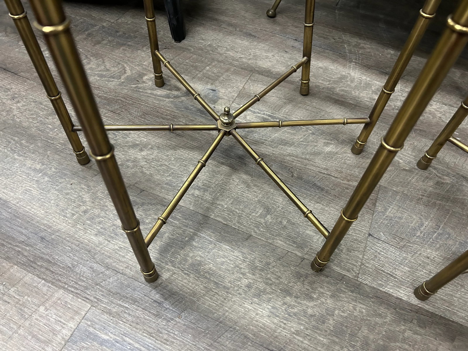 Pair of Mastercraft Brass Hexagonal Tables - 3