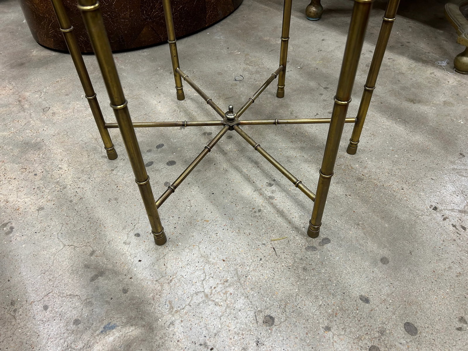 Pair of Mastercraft Brass Hexagonal Tables - 7