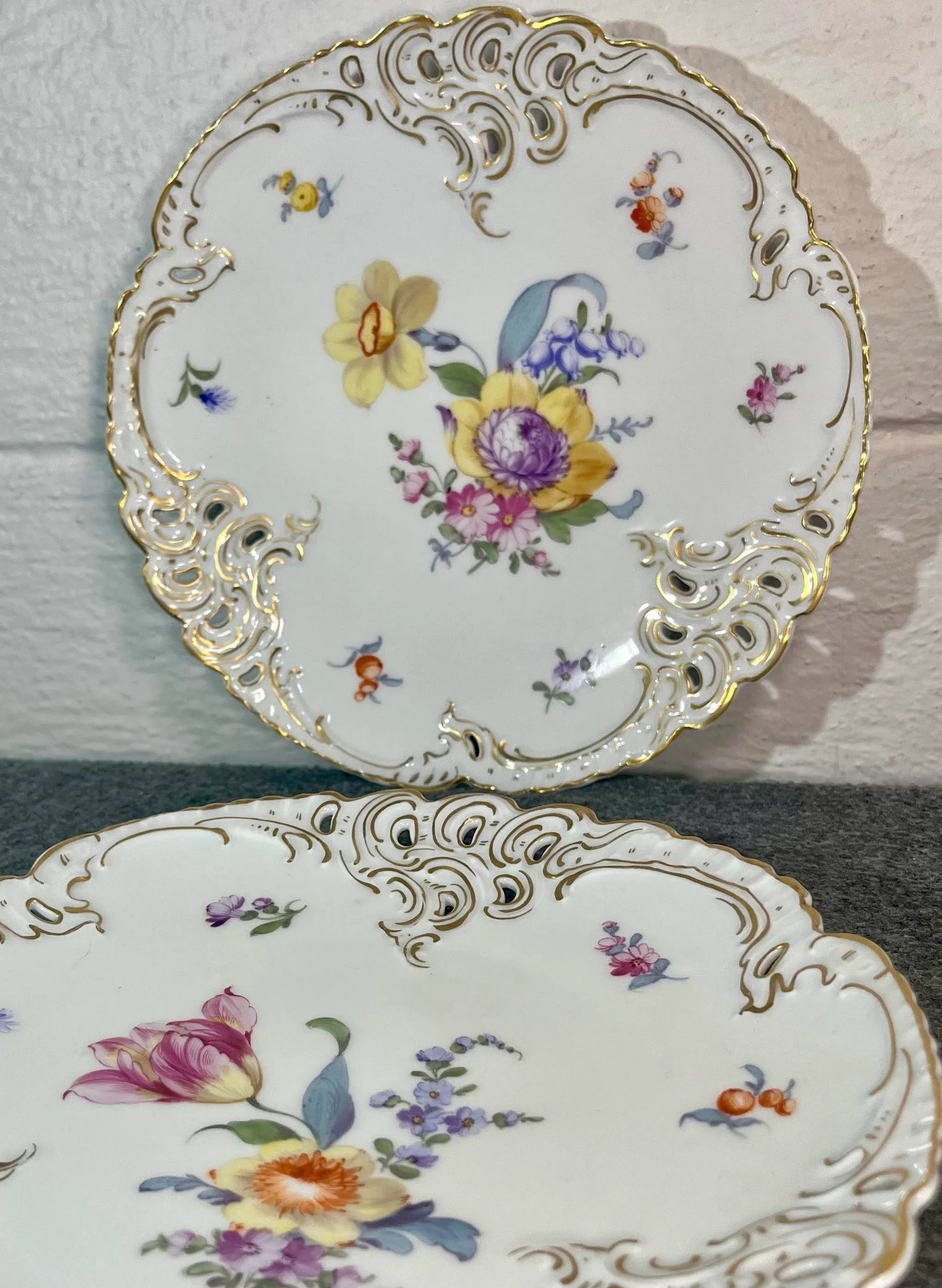 Antique Nymphenburg Porcelain Salad Plates- Set of 2 - 3