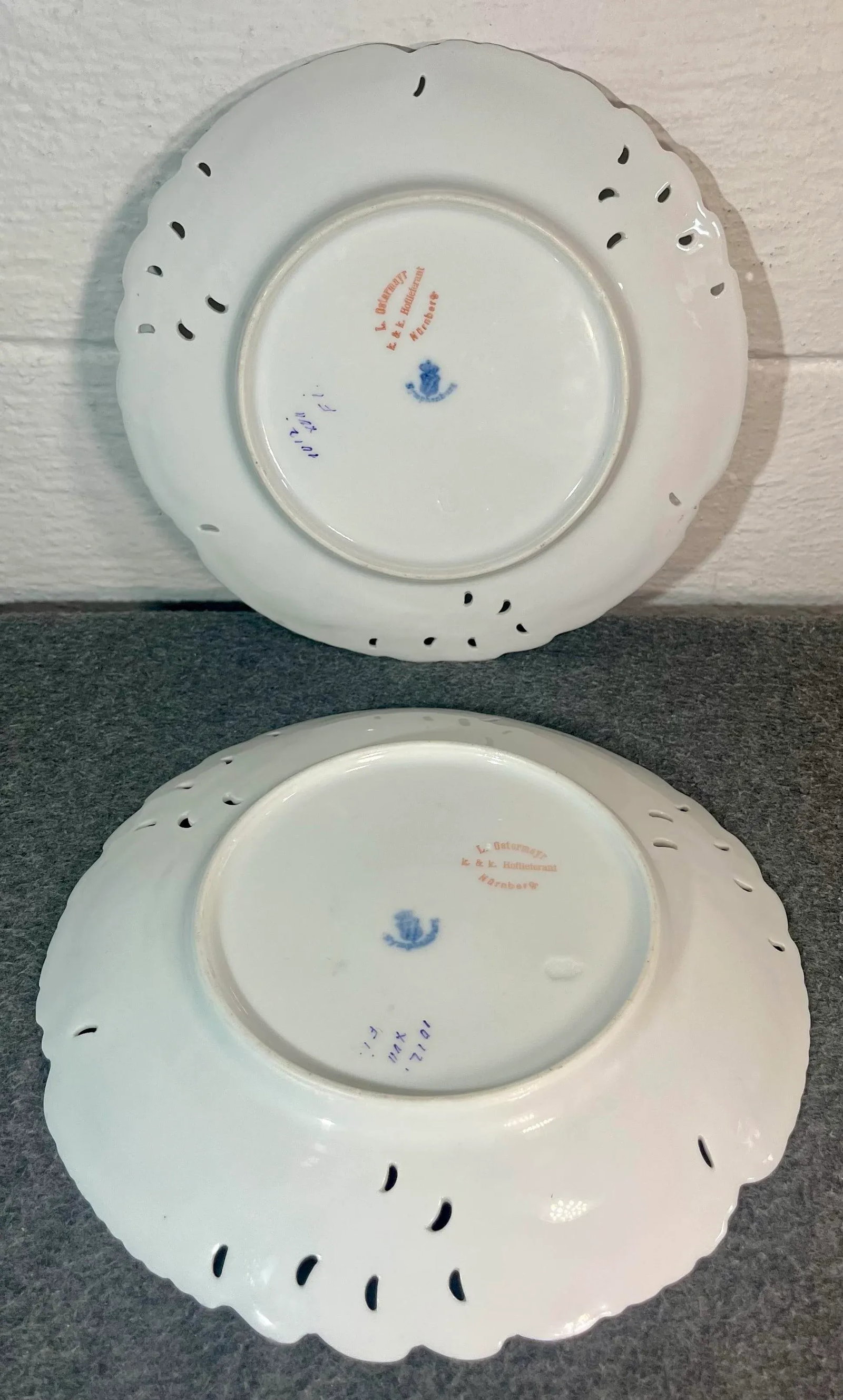 Antique Nymphenburg Porcelain Salad Plates- Set of 2 - 8