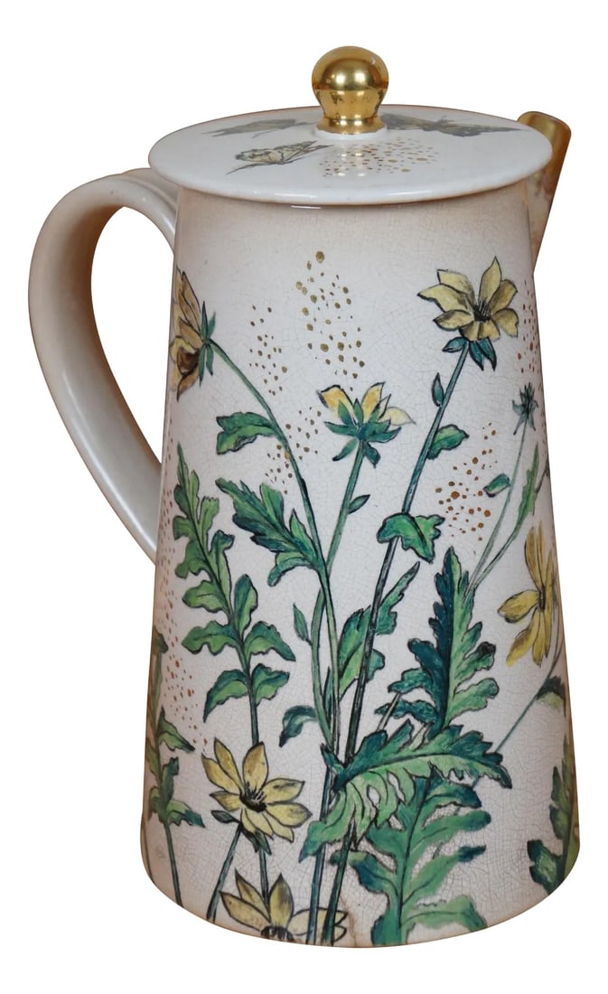 Antique 1881 Rookwood Butterfly Chocolate Pot Teapot Coffee Pot Pitcher (1 of 12)