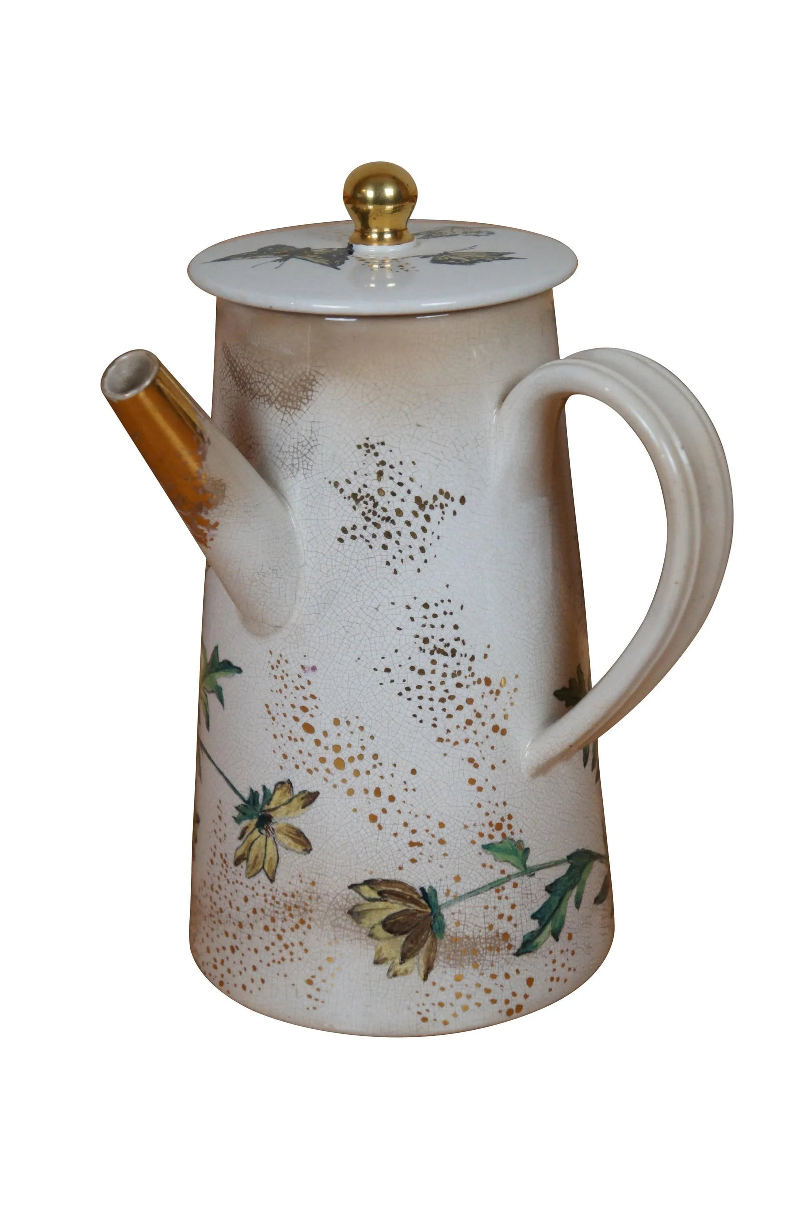 Antique 1881 Rookwood Butterfly Chocolate Pot Teapot Coffee Pot Pitcher - 2