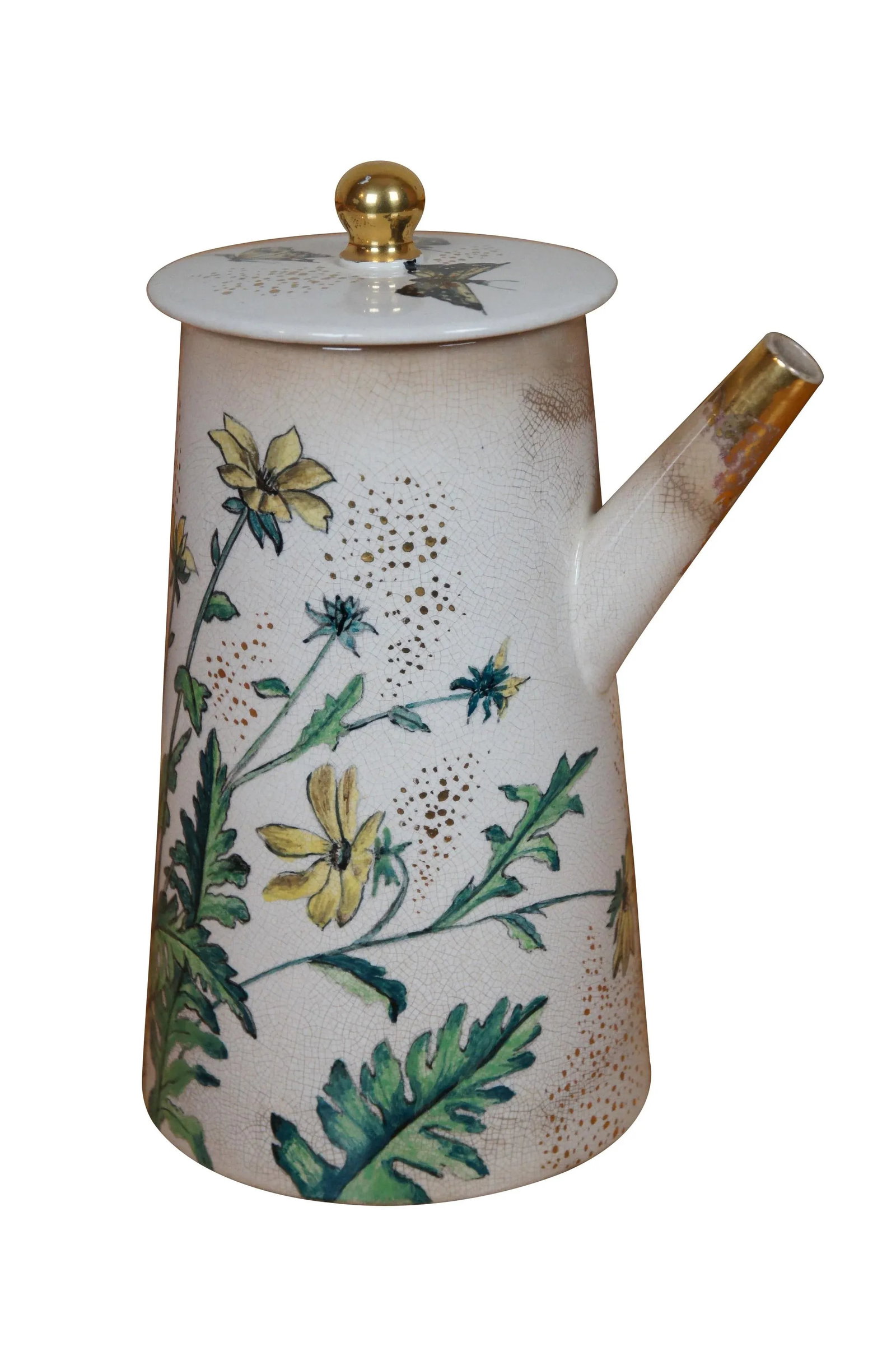 Antique 1881 Rookwood Butterfly Chocolate Pot Teapot Coffee Pot Pitcher - 3