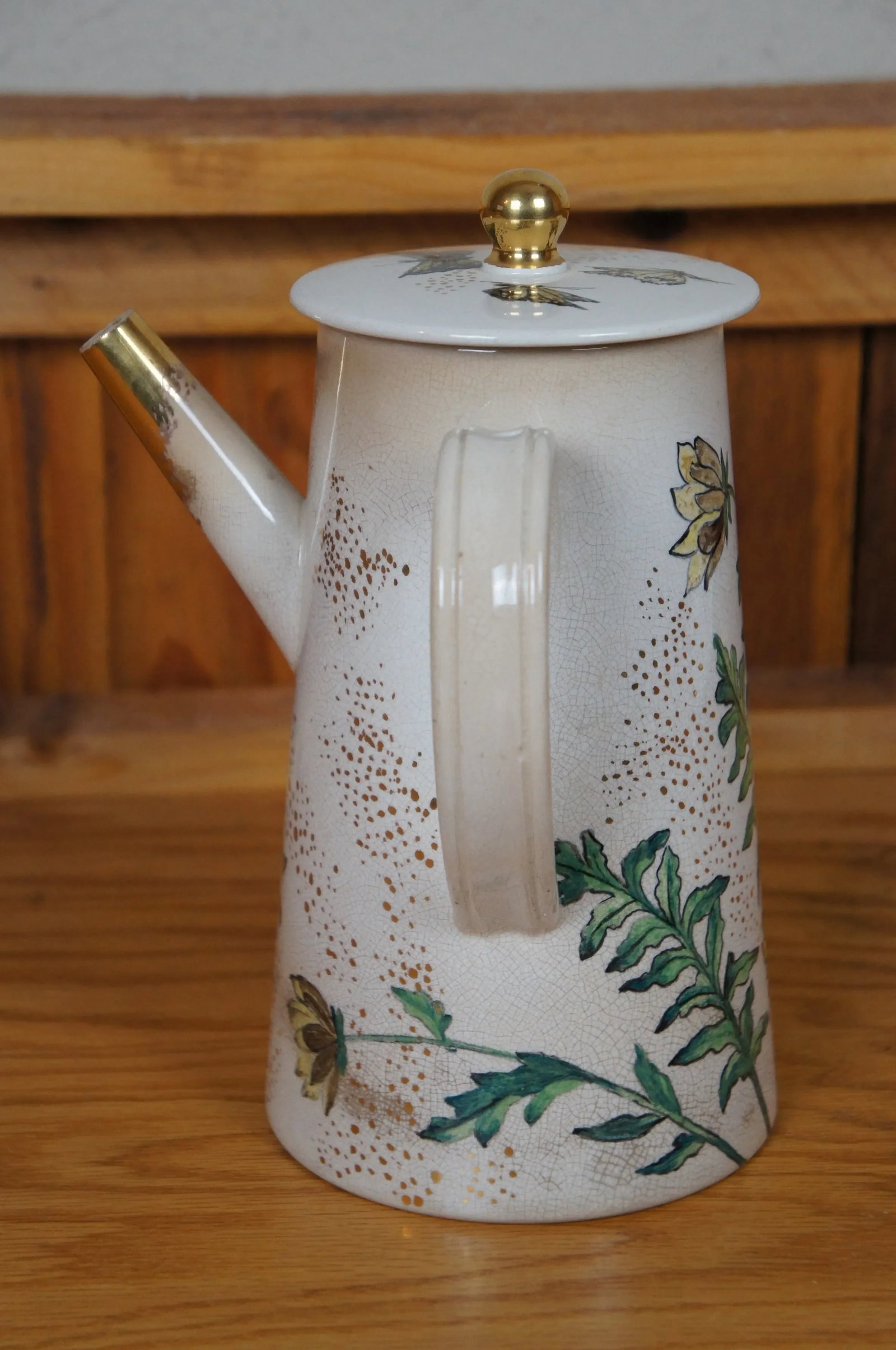 Antique 1881 Rookwood Butterfly Chocolate Pot Teapot Coffee Pot Pitcher - 4
