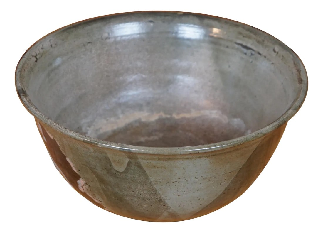 Mid 20th Century Inger Rokkjaer Danish Raku Fired Stoneware Centerpiece Bowl (1 of 11)