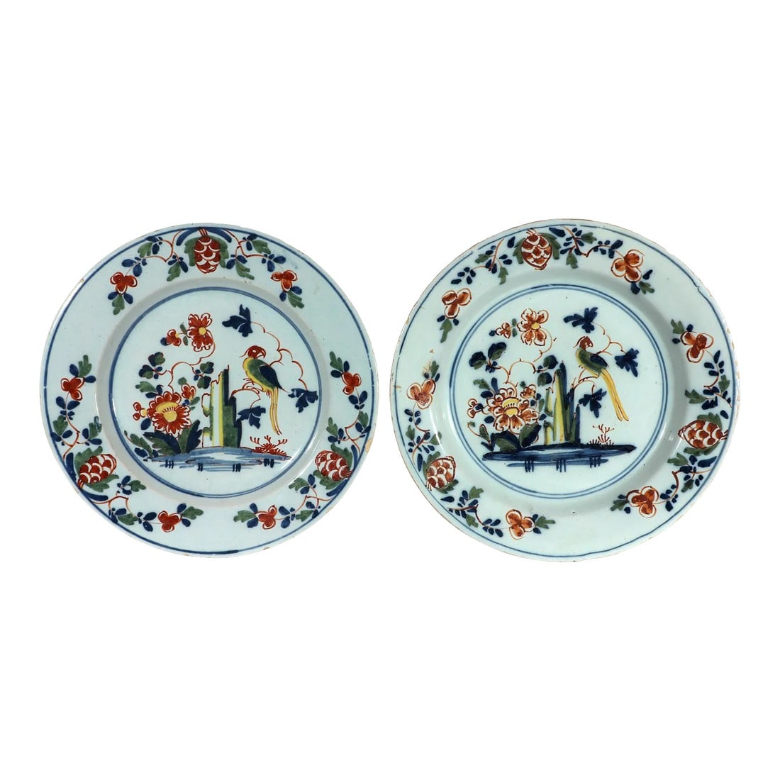 Lambeth London Delftware Polychrome Chinoiserie Plates Decorated With Parrots (1 of 7)