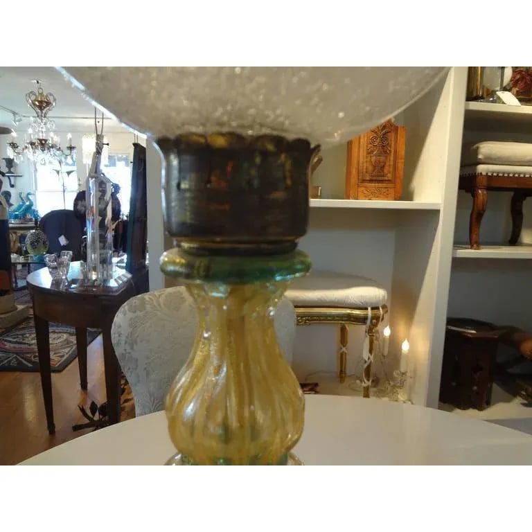 1940s Green and Gold Murano Glass Lamps by Barovier - a Pair - 5