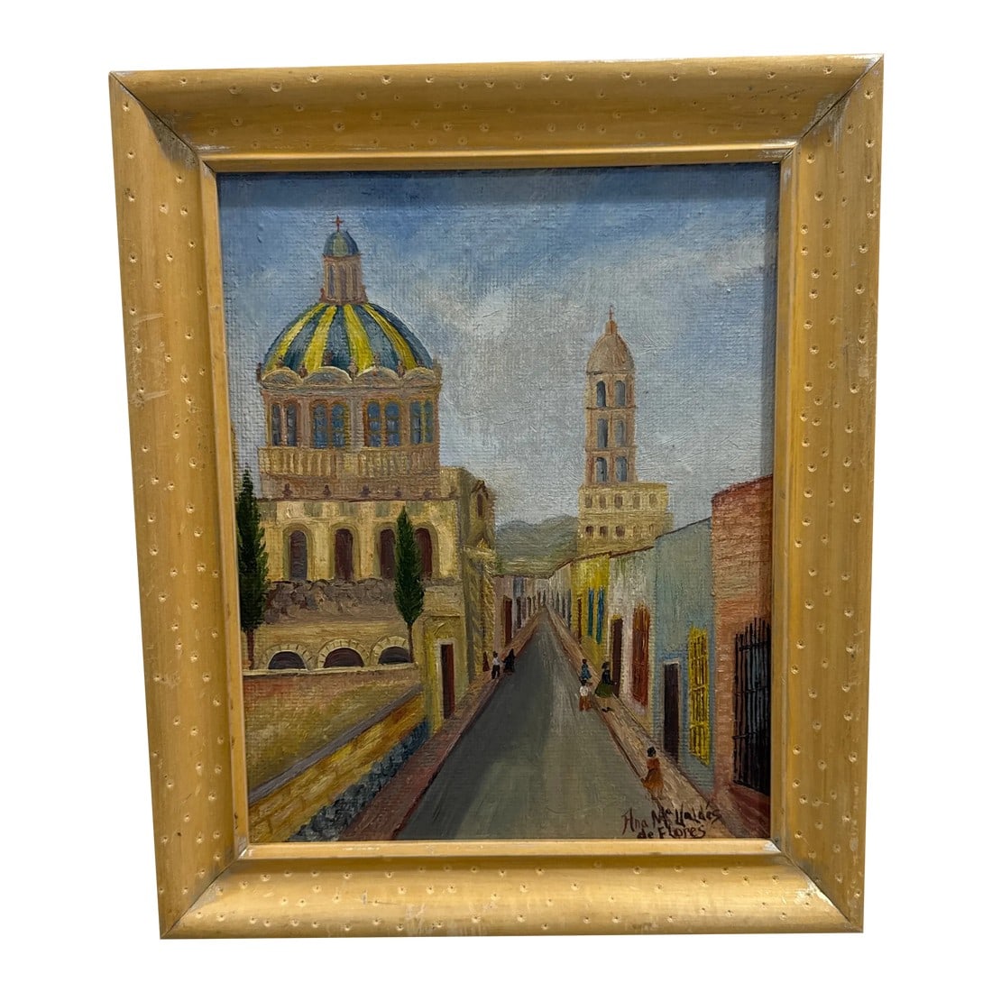 Vintage Spanish Landscape Painting on Board ~ Signed: Beautiful vintage Spanish cityscape, good city viewpoint with pretty colors. Original vintage frame could be easily reframed. Condition: Alterations: Original Condition Unaltered Imperfections: Some
