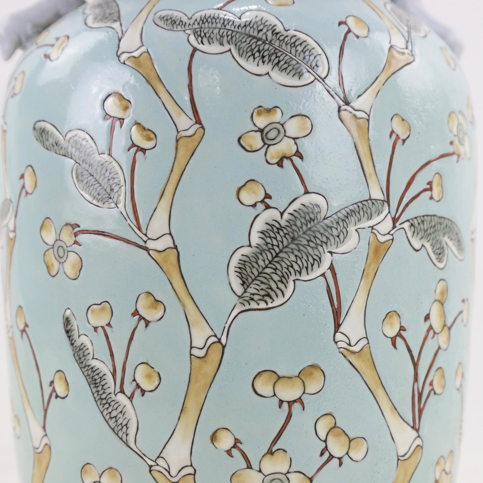 Chinese Porcelain Vase With Floral and Foliage Design - 11