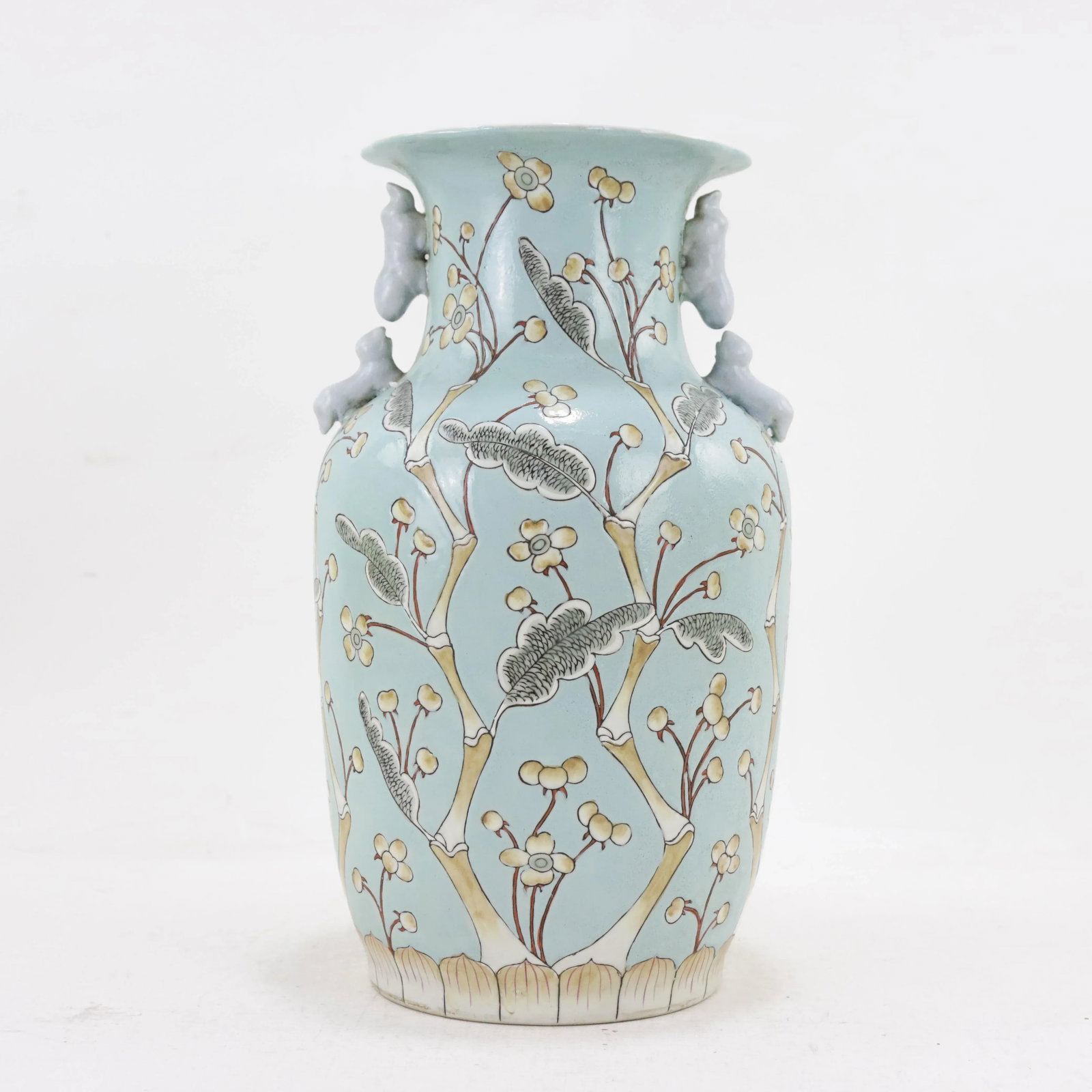 Chinese Porcelain Vase With Floral and Foliage Design - 12