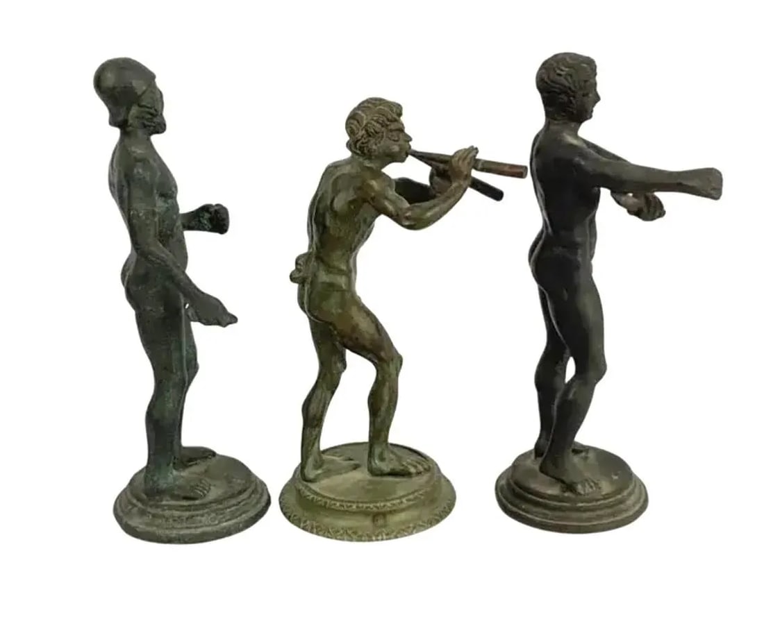 Italian Grand Tour Bronze Statues of Greco-Roman Males, Set of Three - 3