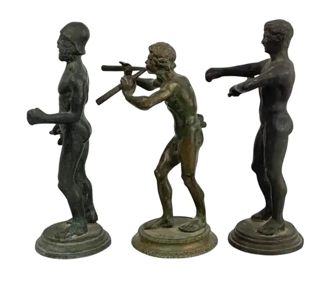 Italian Grand Tour Bronze Statues of Greco-Roman Males, Set of Three - 4