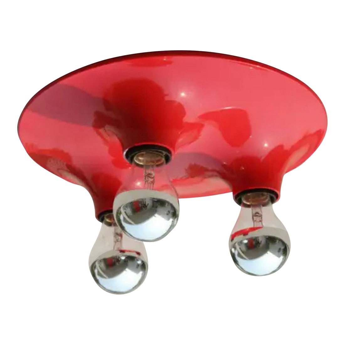 Vico Magistretti for Artemide Red Triteti Light Fixture, Three-Light, 1969. (1 of 5)
