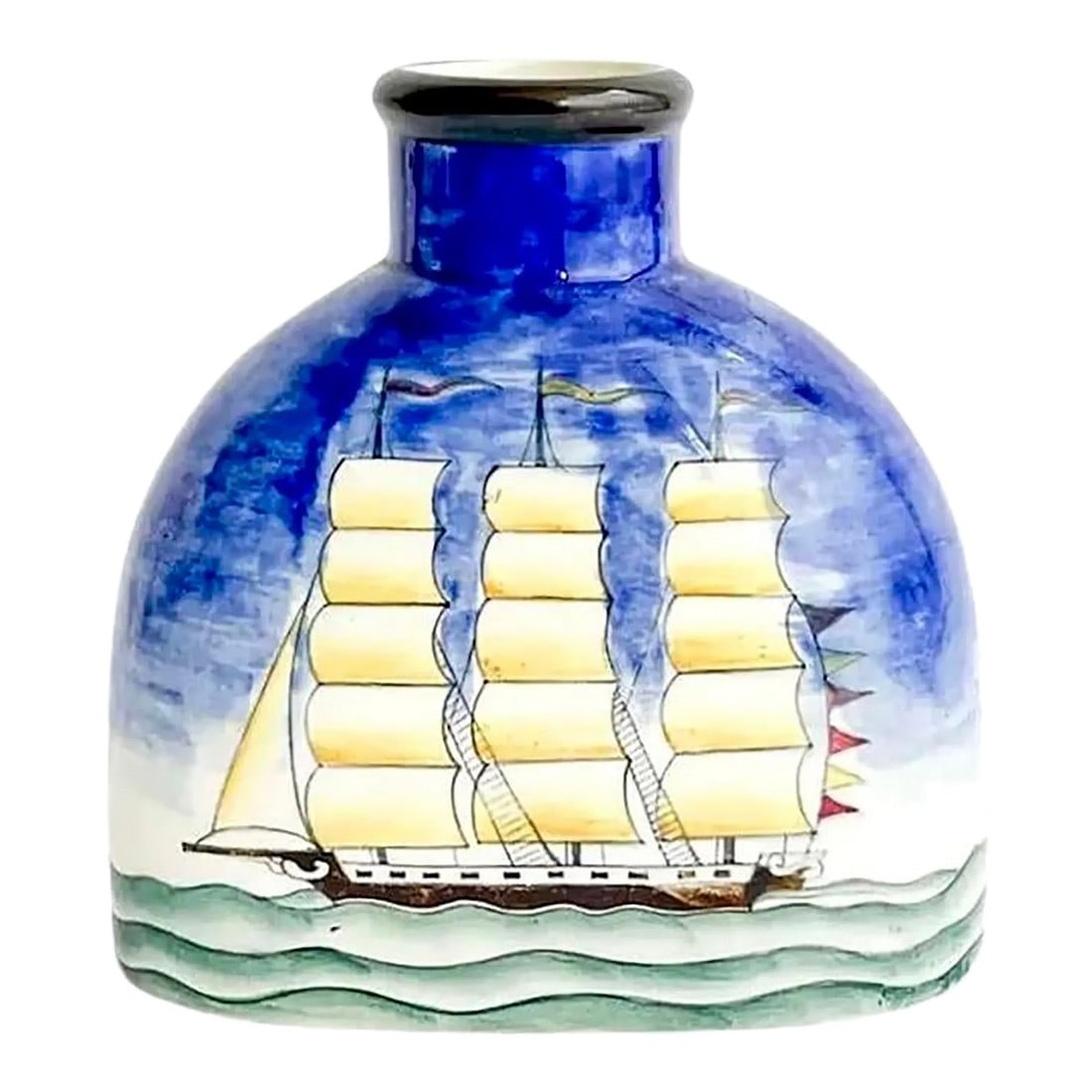 Gio Ponti for Richard Ginori Maritime Vase, Seascape With Boat, Italy, 1930 (1 of 8)
