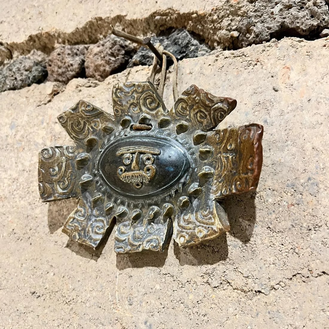 1970s Studio Art Handcrafted Sun Shaped Pottery - 6