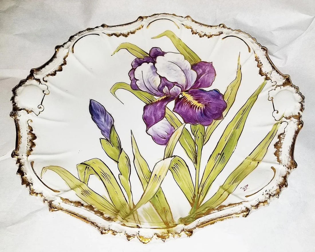 Early 1900s Flambeau Limoges Iris Porcelain Charger Platter - 2