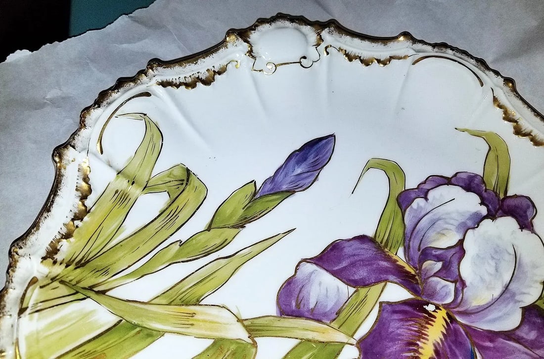 Early 1900s Flambeau Limoges Iris Porcelain Charger Platter - 3