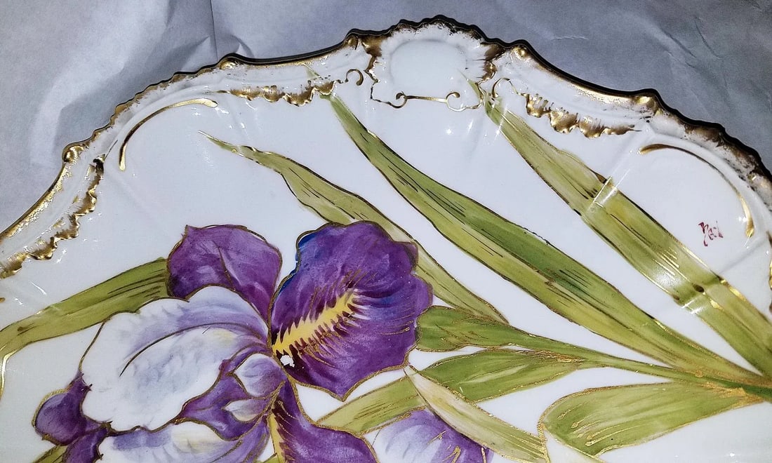 Early 1900s Flambeau Limoges Iris Porcelain Charger Platter - 4