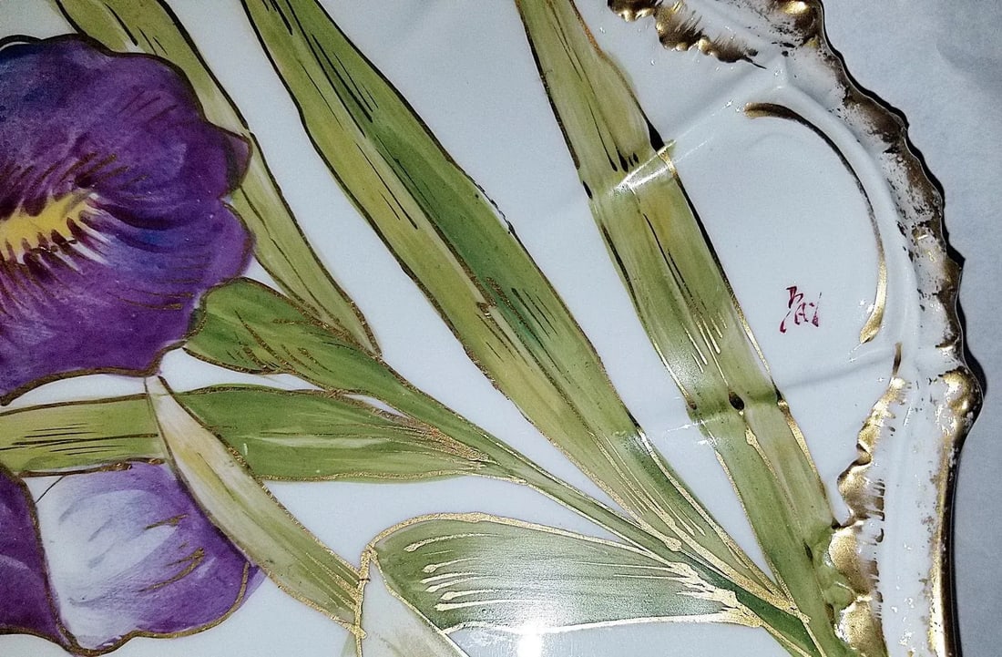 Early 1900s Flambeau Limoges Iris Porcelain Charger Platter - 5