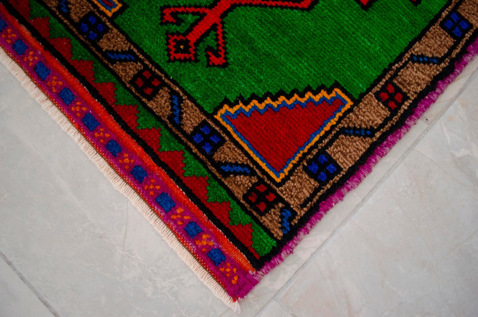 Hand Made Oushak Rug. Colorful Mini Rug, Bath Mat, Kitchen Sink Decor 1'6" X 3'1" - 6