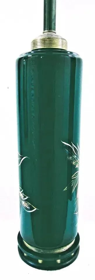 Vintage Sascha Brastoff Hand Painted Table Lamp Signed Green Gold Floral - 5