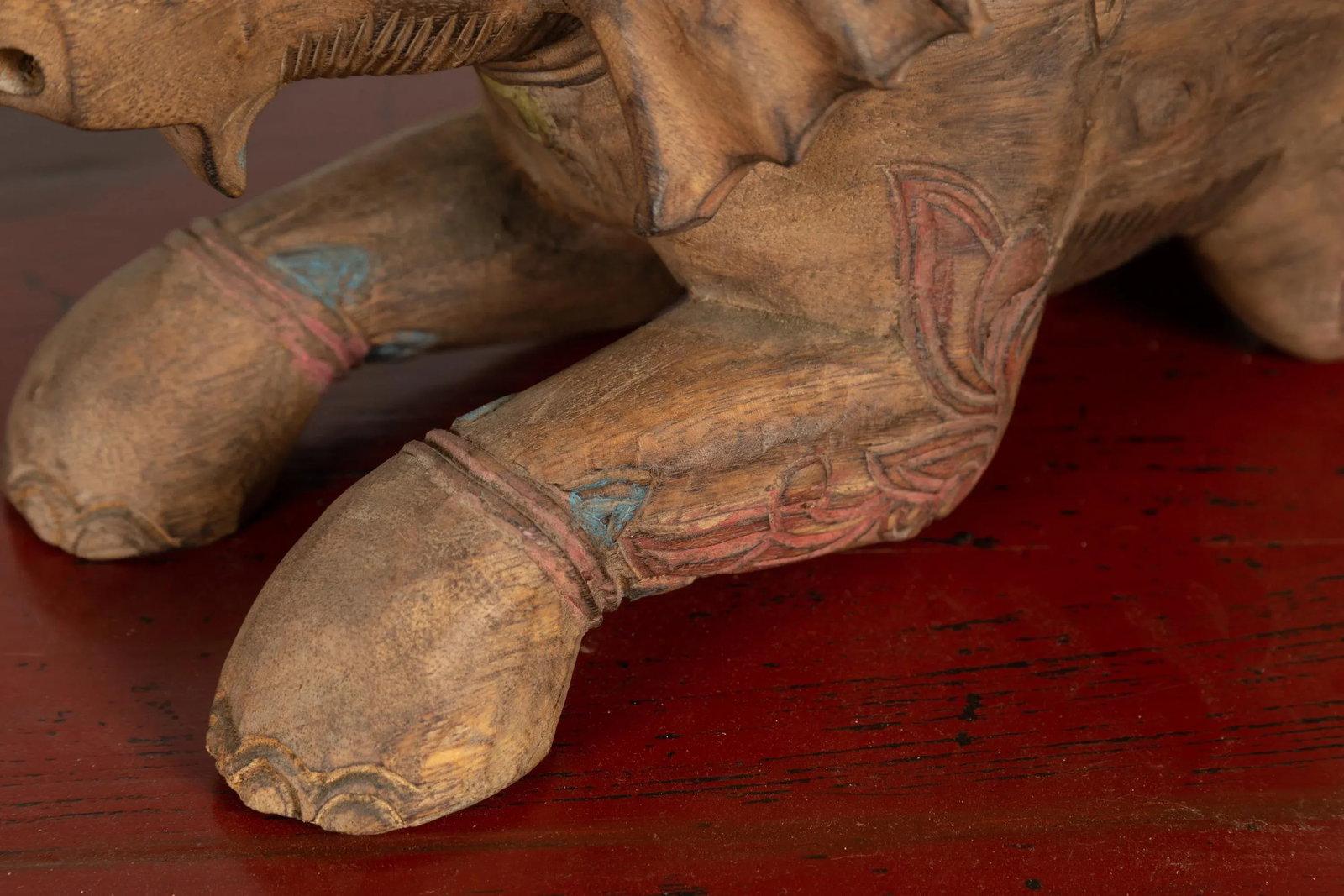 Vintage Thai Hand Carved & Painted Elephant Sculptures from Chiang Mai - 3