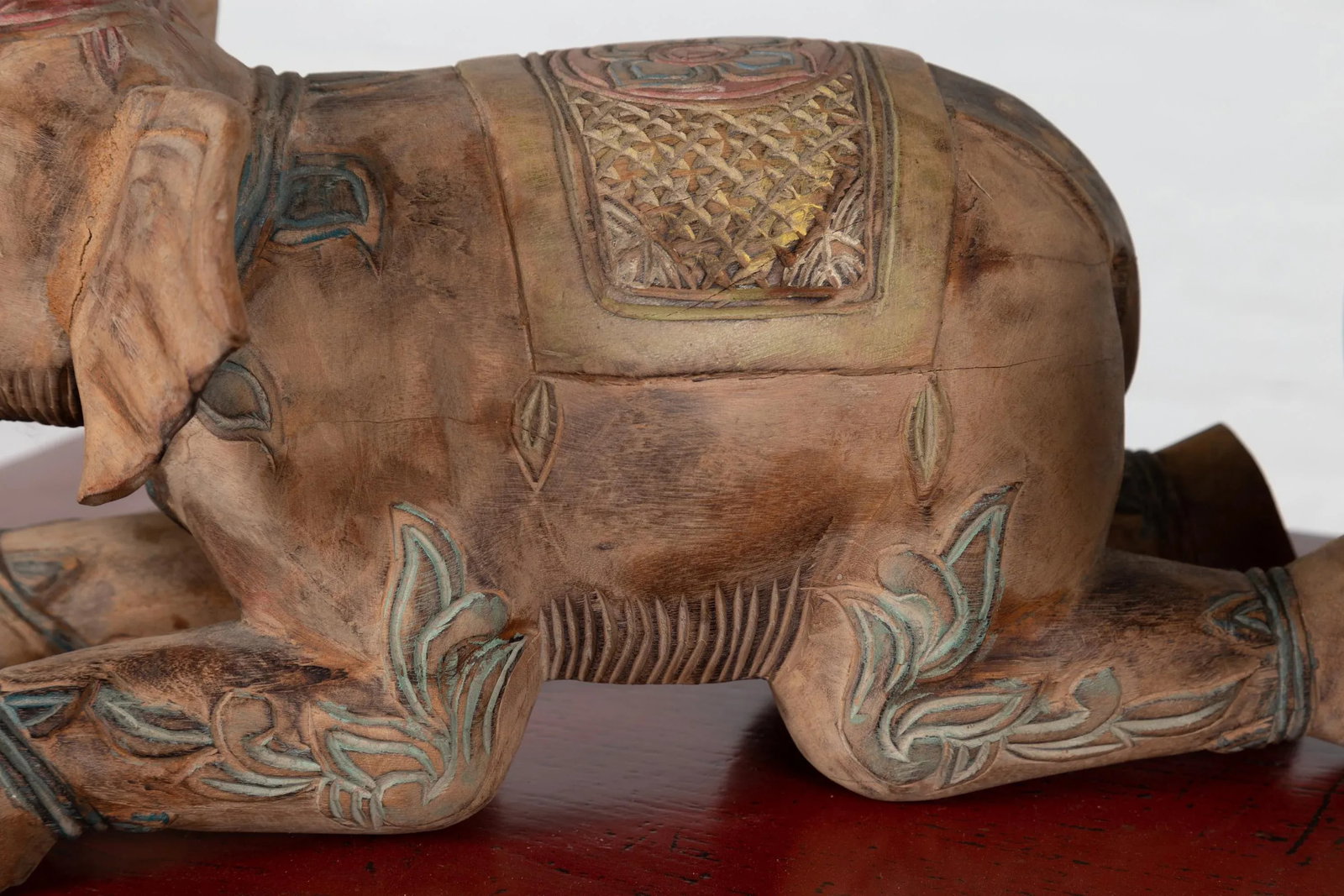 Vintage Thai Hand Carved & Painted Elephant Sculptures from Chiang Mai - 5