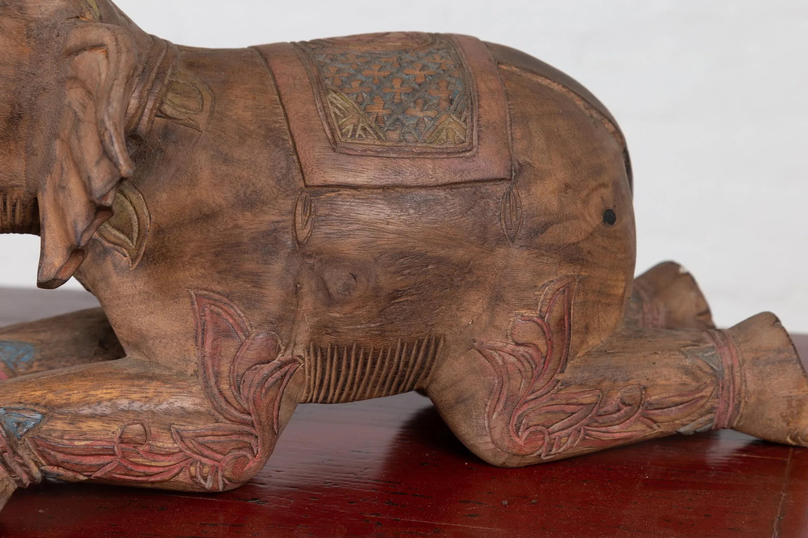 Vintage Thai Hand Carved & Painted Elephant Sculptures from Chiang Mai - 6