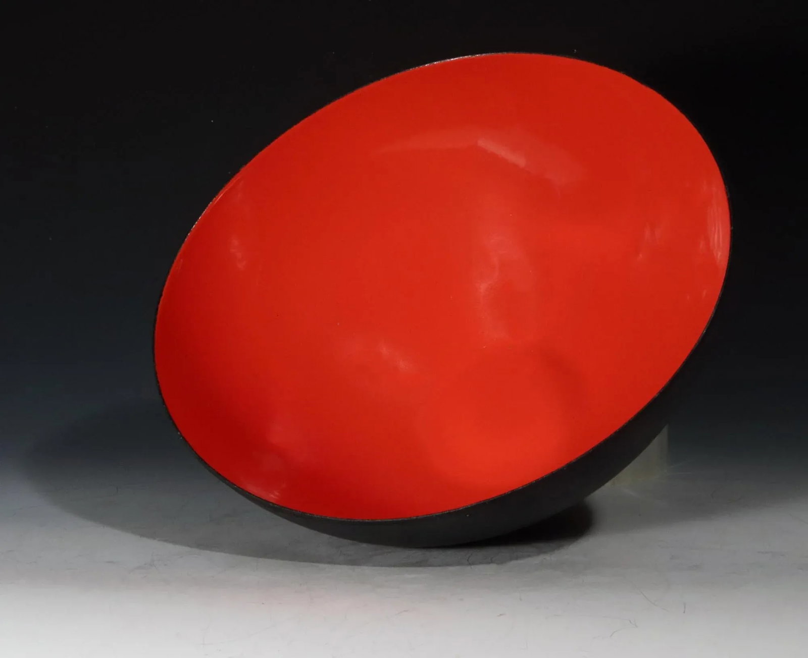 Modernist Krenit Bowl With Red Enamel Interior and Black Steel Exterior by Herbert Krenchel for Torb - 2