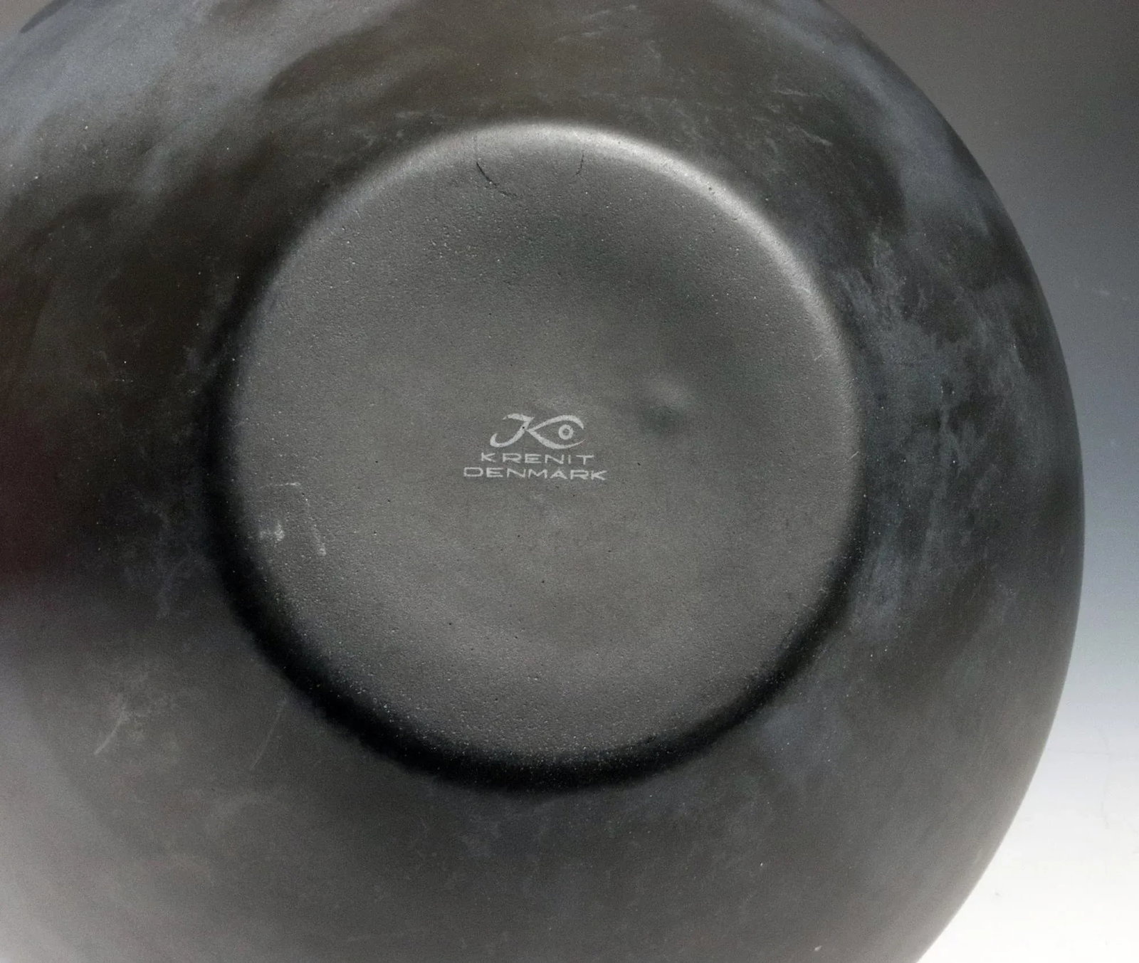 Danish Modern Krenit Bowl in Black Steel and Robins-Egg Blue Enamel Interior by Herbert Krenchel for - 4