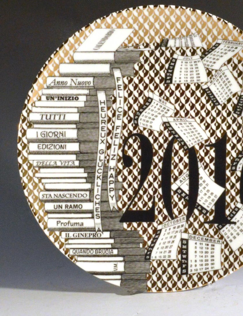 Fornasetti Porcelain Calendar Plate 2016. Number 172 of 700 Made; With Original Box - 2