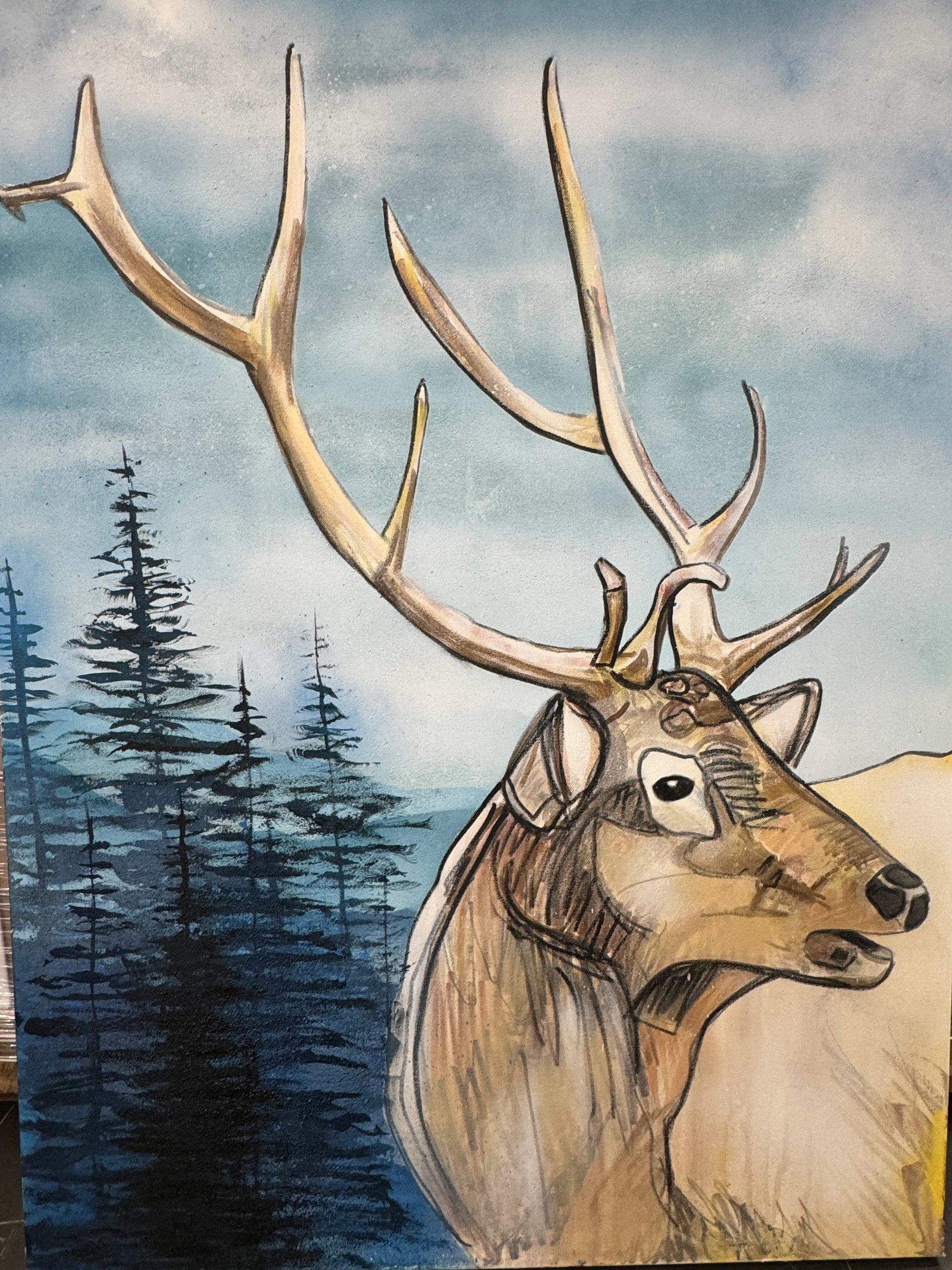 The Deer by Angelo Accetturo Original Acrylic Painting on Canvas - 2