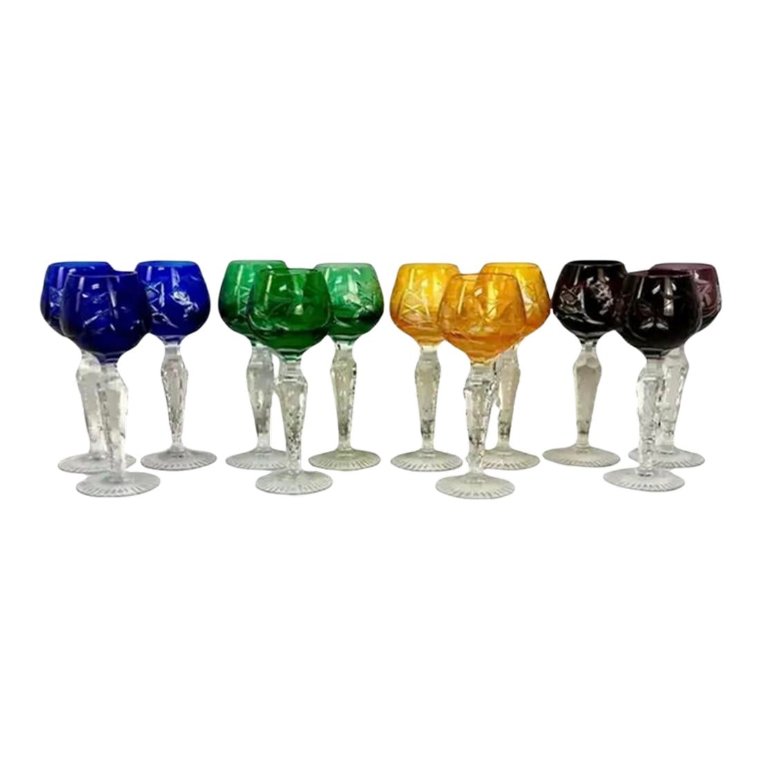 Set of Twelve Bohemian Crystal Cordial Glasses (1 of 12)