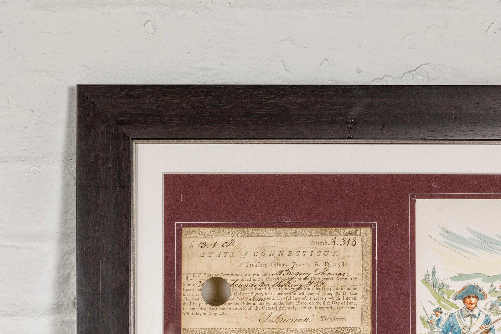 1780s American Revolutionary War Bond, State of Connecticut in Black Frame - 7