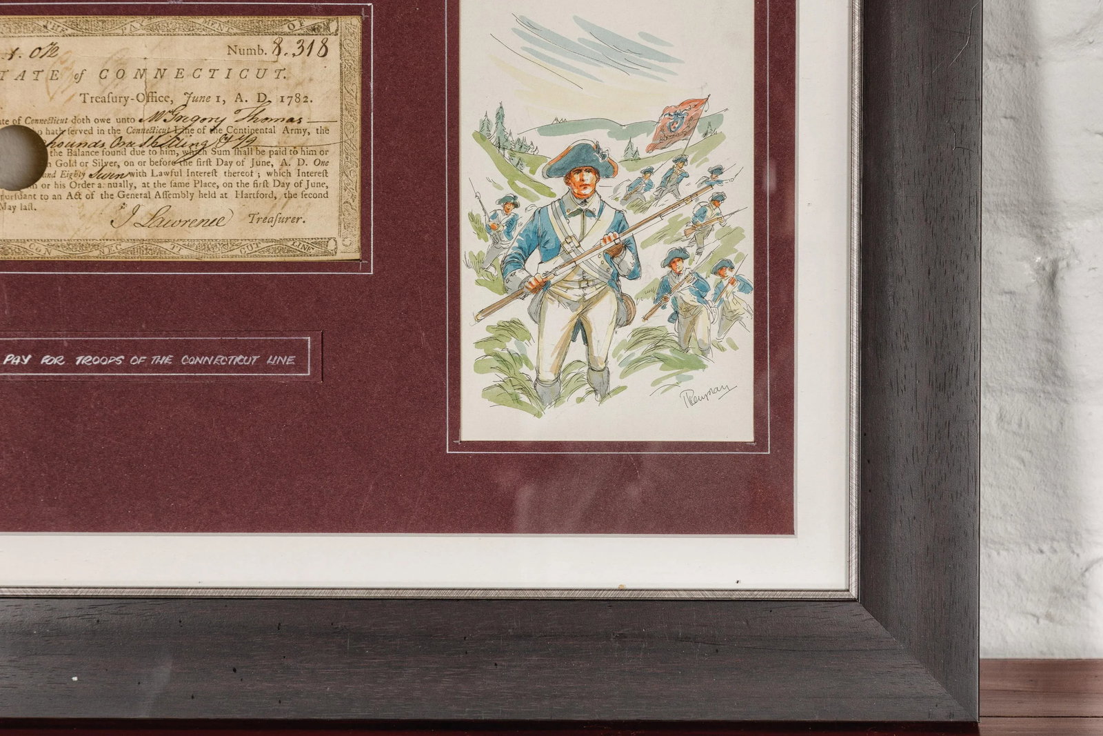 1780s American Revolutionary War Bond, State of Connecticut in Black Frame - 9