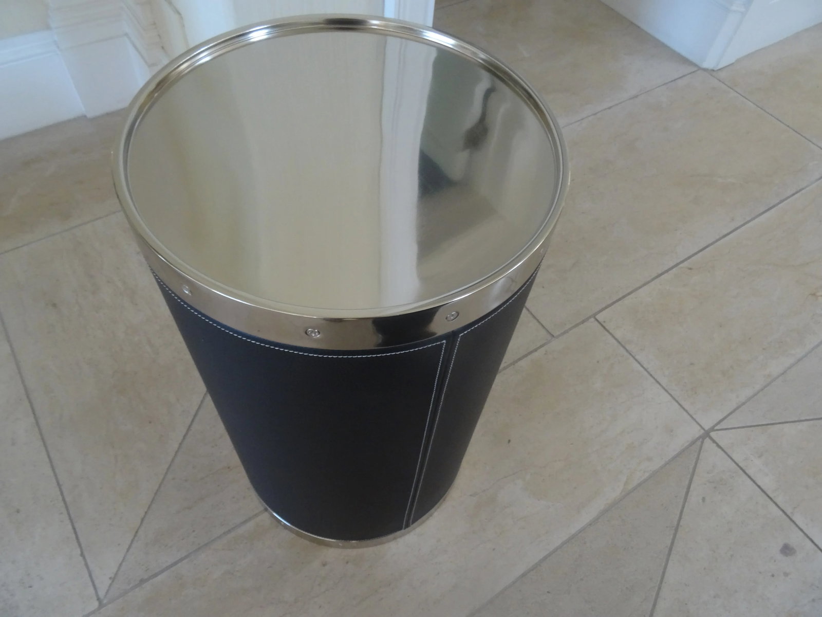 Pair of Patrick Black Leather Cylinder Drink Tables by Port 68 - 6