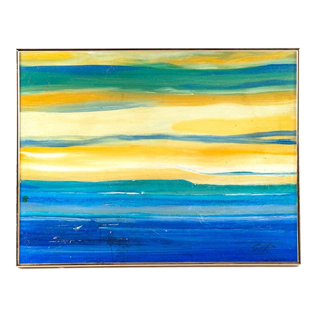 1970s Large Original Artist Signed "Tranquillity" Acrylic Painting: Original Signed Cornelius Griffin "Tranquillity" Acrylic Painting. Cornelius Edward Hall Griffin (American, 1920-1997) Acrylic on board, signed "Griffin" lr, signed and titled on verso Dimensions 31