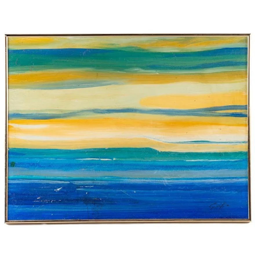 1970s Large Original Artist Signed "Tranquillity" Acrylic Painting - 2