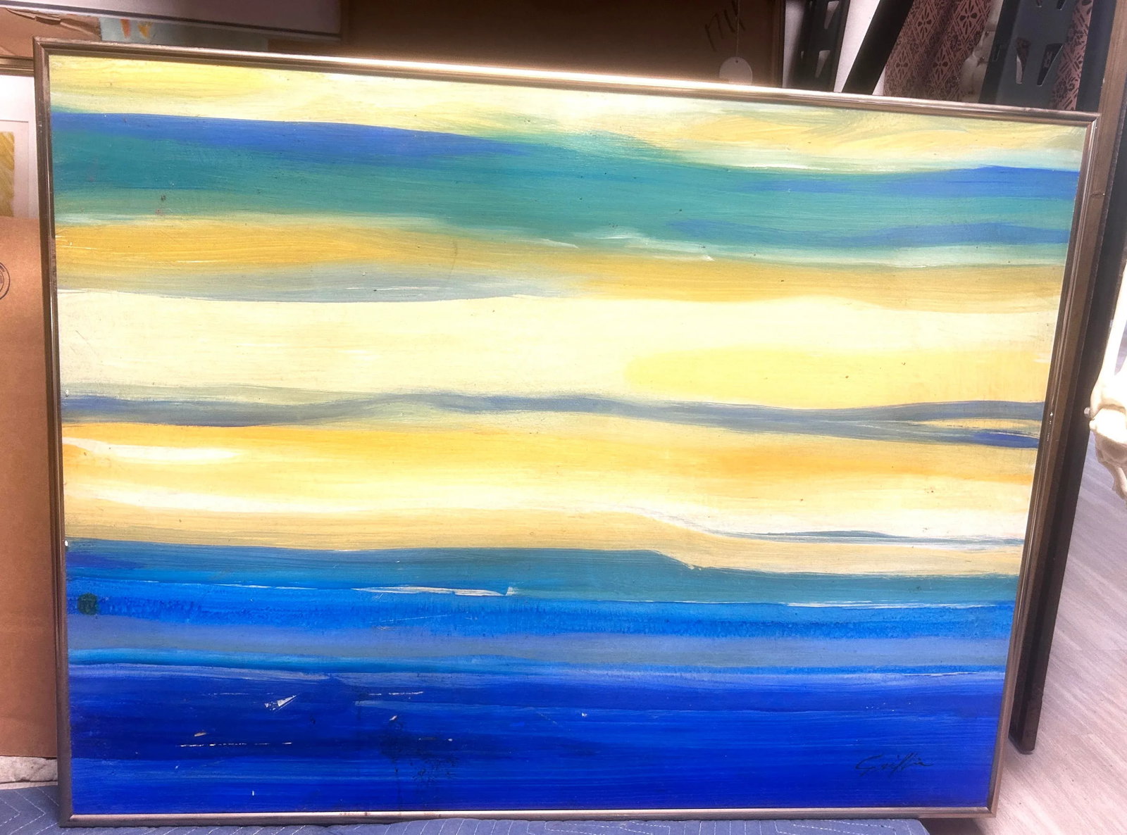 1970s Large Original Artist Signed "Tranquillity" Acrylic Painting - 7